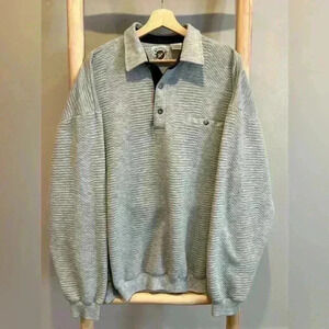 LD SPORT XX2 TEXTURED BANDED BOTTOM - Grey 90s crewneck collar longs sleeve